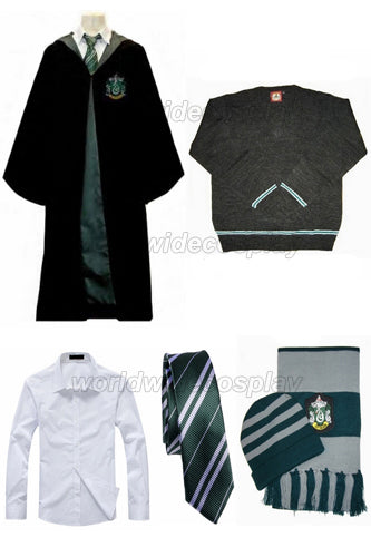 Free Shipping Harry Slytherin Draco Malfoy Robe Pullover Sweater Shirt Hat Scarf Custom Made for Halloween and Christmas