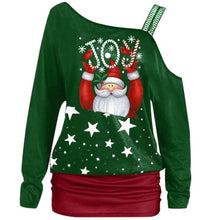 Load image into Gallery viewer, Xmas Women Coats Fashion Off Shoulder Ladies Clothes Sweatershirts Santa Claus Printed Long Sleeves Shirts Christmas Sweatshirts
