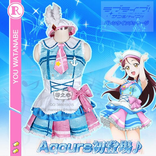 Aqours love live sunshine Sakurauchi Riko Stage Dress Christmas Cosplay Costume New Year Dress Shirt+Skirt+Hat+Tie+Socks+Bowknot
