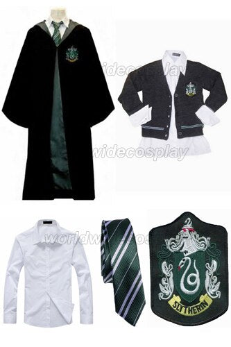Harry Slytherin Draco Malfoy Cosplay Robe Cloak Cardigan Shirt Free Shipping Custom made for Halloween and Christmas