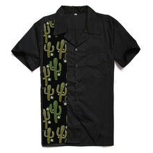 Load image into Gallery viewer, Fashion Hawaiian Shirt Men Top Quality Cactus Funny Shirts Short Sleeve Casual Western Rock And Roll Summer Men Shirts Black
