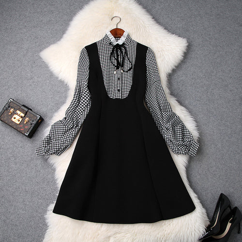 High street shirt dress Spring 2019 new Superior quality Women Christmas lady Bow Party Dress Patchwork winter A Line dresses