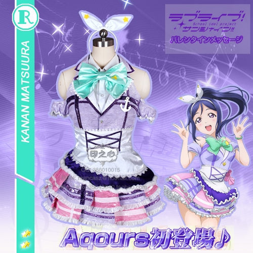 Aqours love live sunshine kanan Matsuura Christmas Cosplay Costume New Year Dress Shirt+Skirt+Coat+Headress+Bowknot