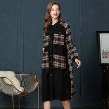 Load image into Gallery viewer, Will Code Suit-dress 2019 Early Autumn Fat Mm Thin Long Fund Lattice Leisure Time Cotton Lapel Shirt Skirt