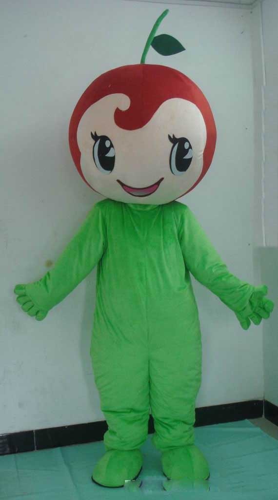 High quality hot adult red cherry mascot costume with green shirt for adult to wear