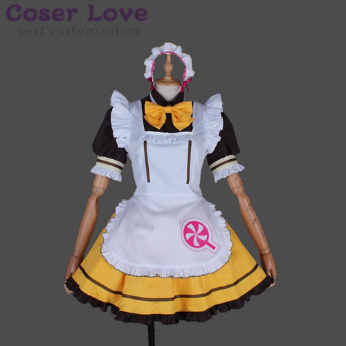 LoveLive Sunshine Aqours Kurosawa Ruby Coffee Shop Dessert Striped Maid Cosplay Costume Halloween Carnaval Christmas Costume