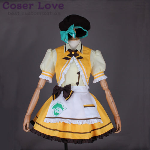 LoveLive Sunshine Aqours Matsuura Kanan Coffee Shop Dessert Striped Maid Cosplay Costume Halloween Christmas Carnaval Costume