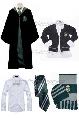 Free Shipping Harry Slytherin House Robe Cardigan Sweater Shirt Hat Scarf Custom Made for Halloween and Christmas