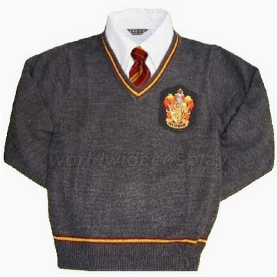 Gryffindor House Cosplay Pullover Sweater Shirt Necktie Badge from Harry Free Shipping Custom Made for Halloween and Christmas